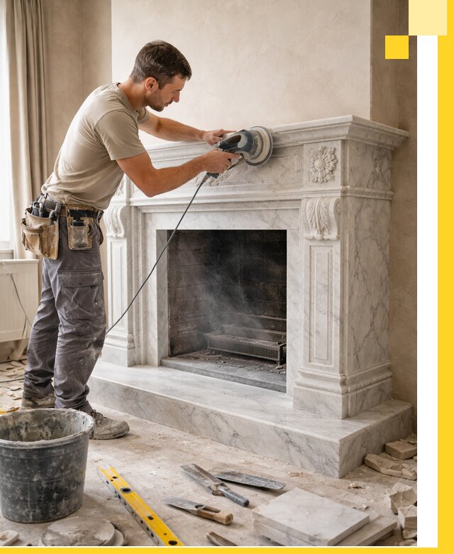 Изготовление и установка мраморных каминов в Колпине под ключ