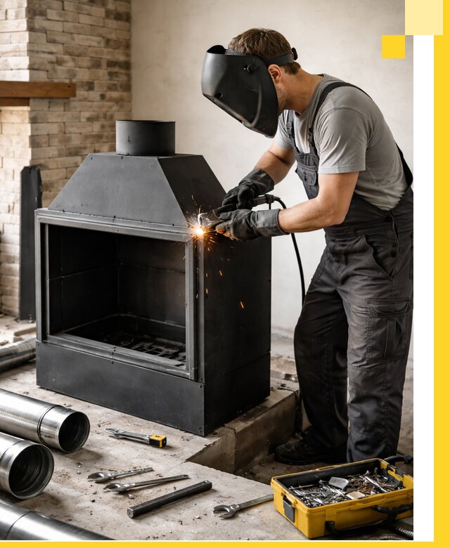 Продажа и установка металлических каминов в Колпине под ключ