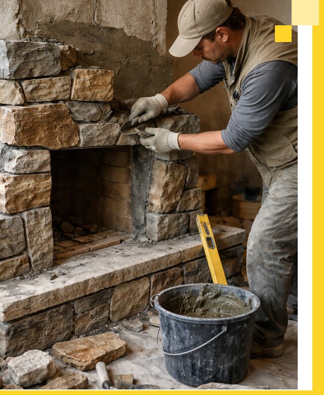 Изготовление и установка каменных каминов под ключ в Колпине