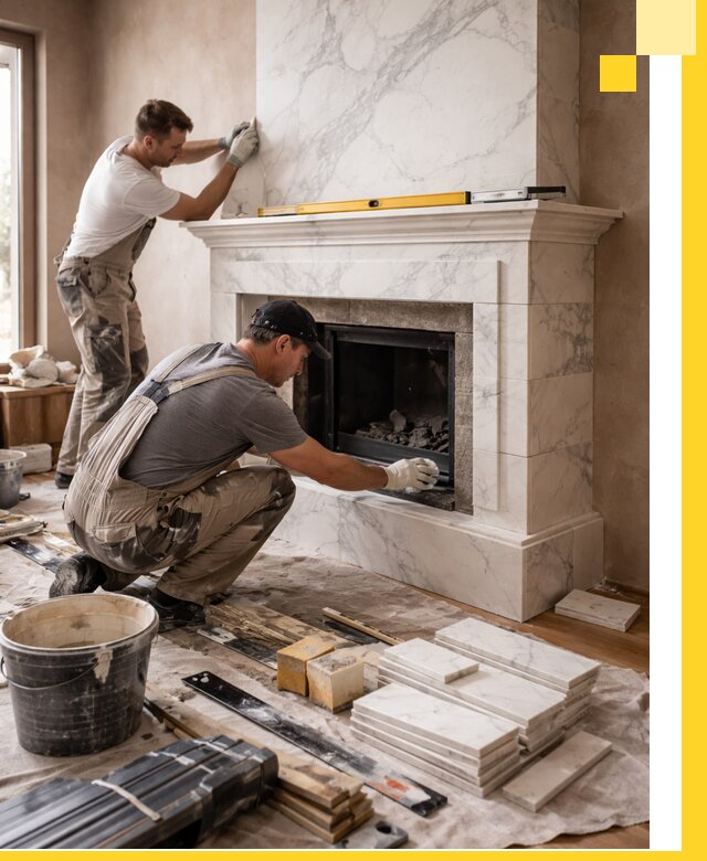 Отделка каминов в Колпине качественные облицовочные работы