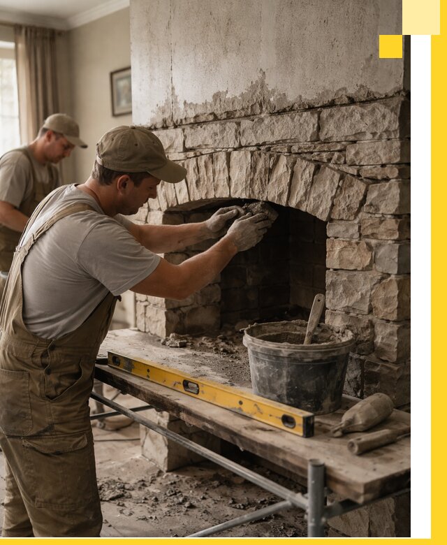 Изготовление каминов под ключ в Колпине, монтаж и отделка