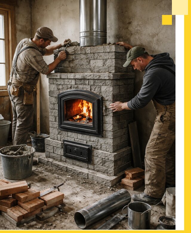 Производство, поставка и монтаж дровяных печей в Колпине