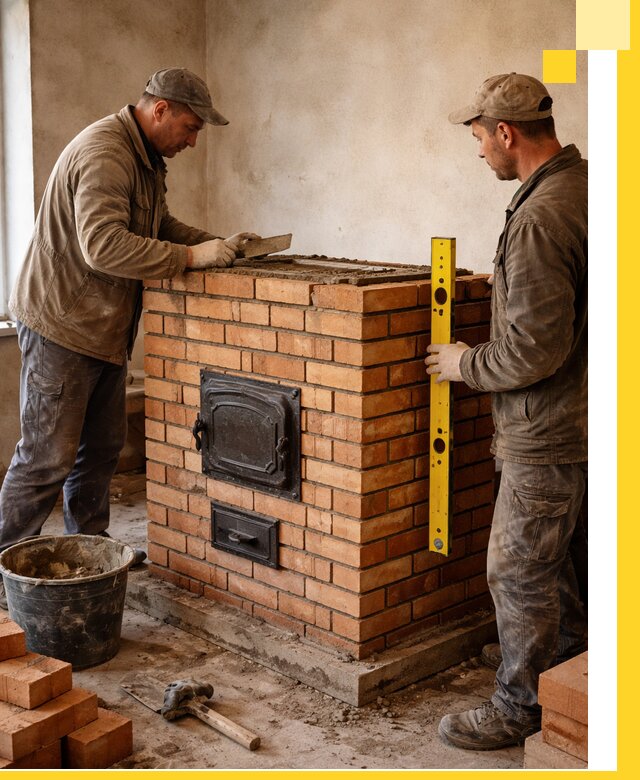 Отопительные печи под ключ в Колпине, установка и сборка