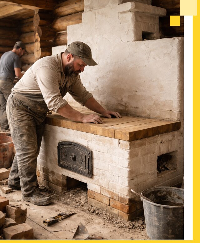 Проектирование и установка русской печи с лежанкой в Колпине