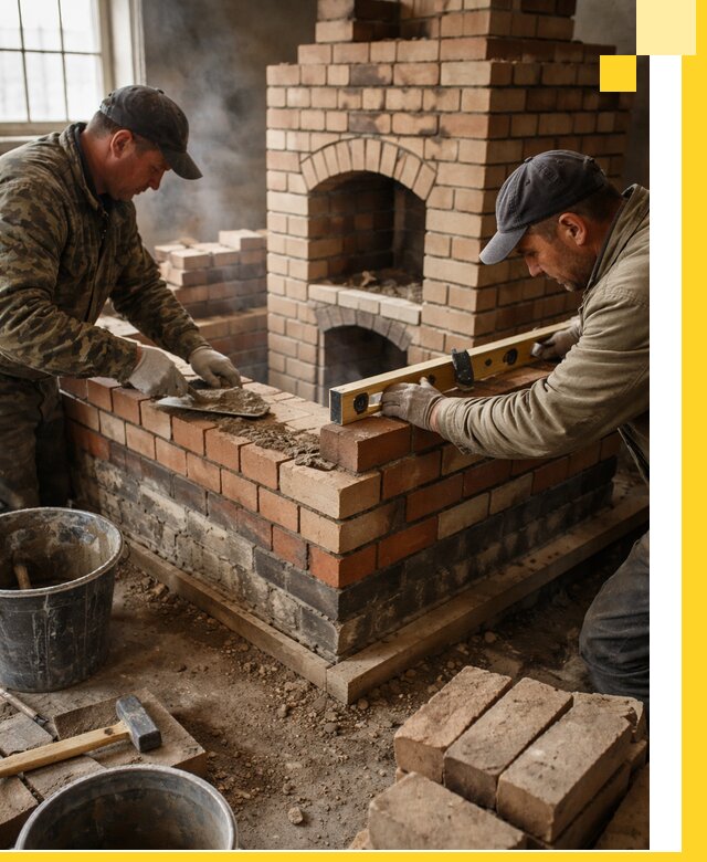 Изготовление и монтаж печей и каминов из кирпича в Колпине