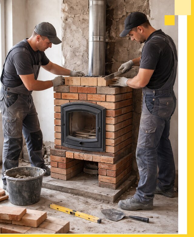 Монтаж печи камина под ключ в Колпине с гарантией и пусконаладкой