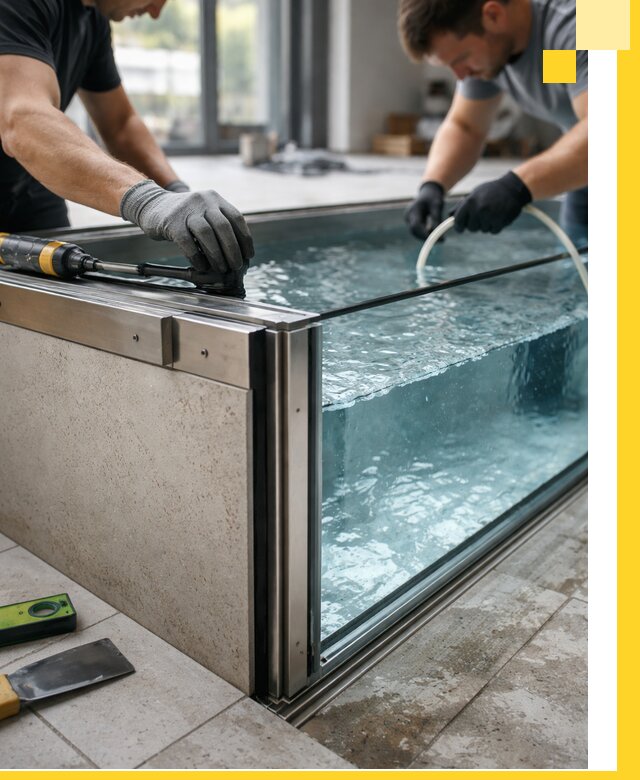 Проектирование и монтаж стеклянных бассейнов в Колпине