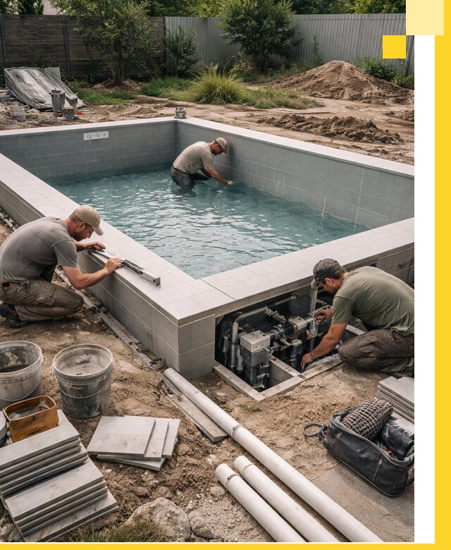 Строительство и монтаж бассейнов для дачи под ключ в Колпине