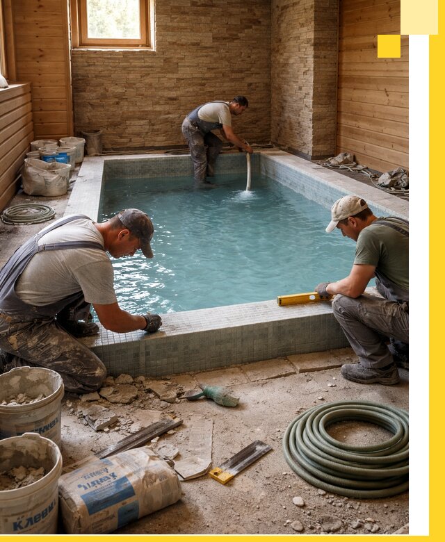 Проектирование и строительство бассейнов для бани в Колпине