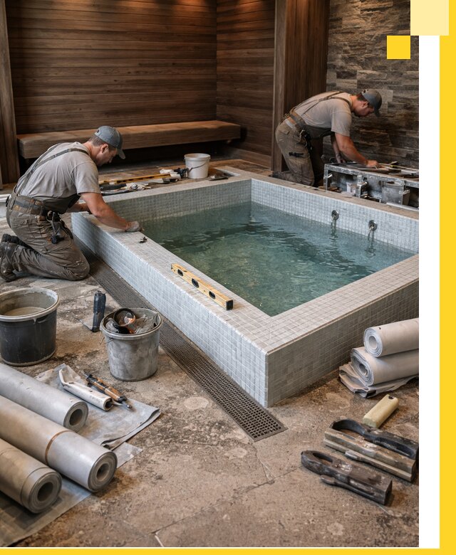 Установка и строительство бассейнов для сауны в Колпине