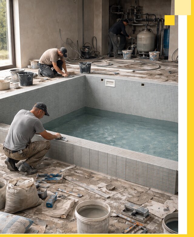 Строительство и монтаж бассейнов в помещении в Колпине