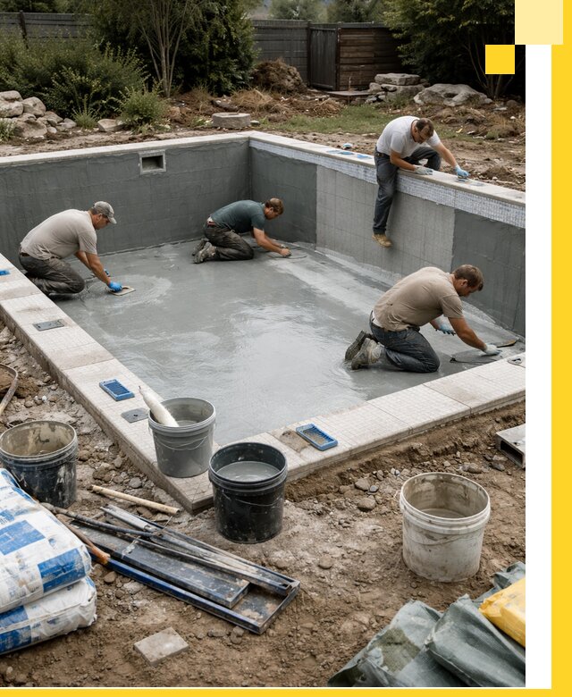 Изготовление и монтаж чаши бассейна под ключ в Колпине