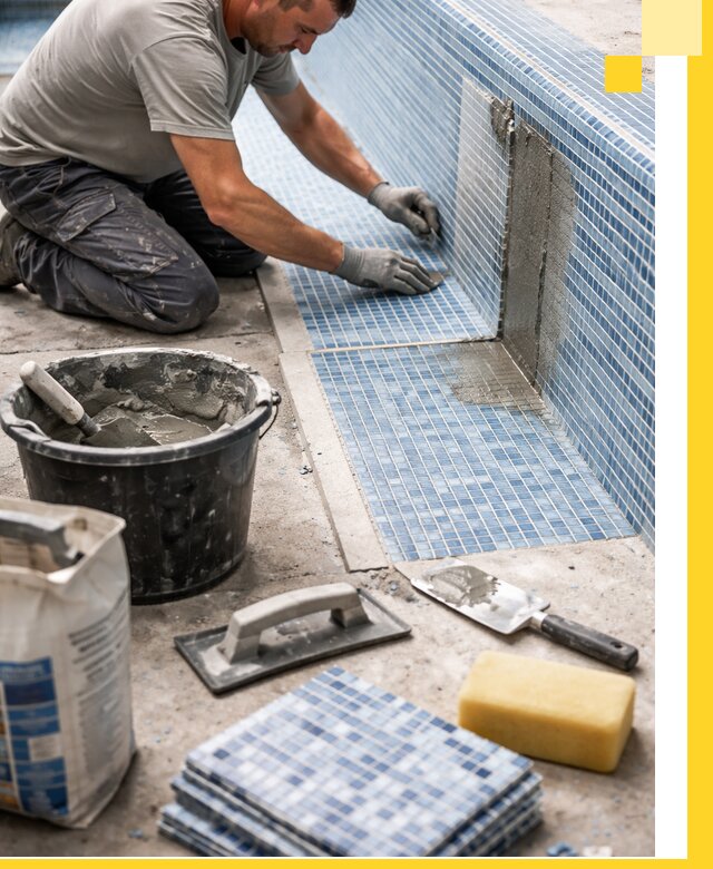 Укладка и ремонт мозаики для бассейнов под ключ в Колпине