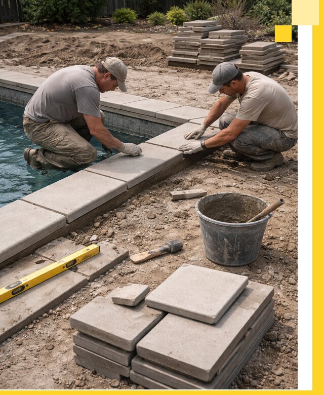 Установка и изготовление копингового камня для бассейнов в Колпине