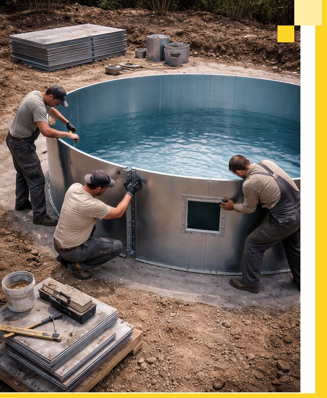 Круглые бассейны под ключ в Колпине проектирование и монтаж