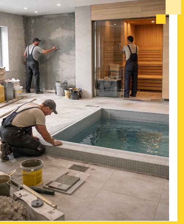 Проектирование и строительство сауны с бассейном в Колпине