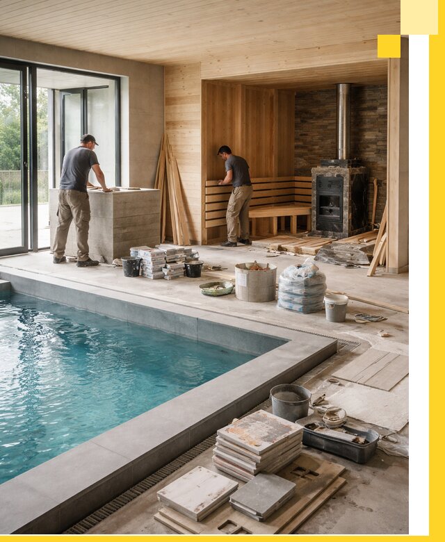 Проектирование и строительство бань с бассейном в Колпине