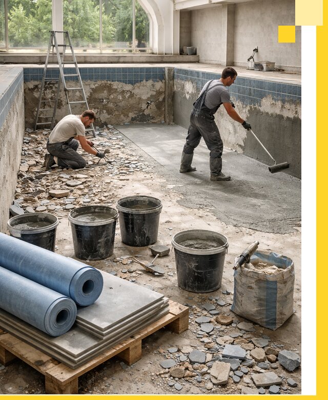 Реконструкция бассейнов в Колпине: ремонт, гидроизоляция