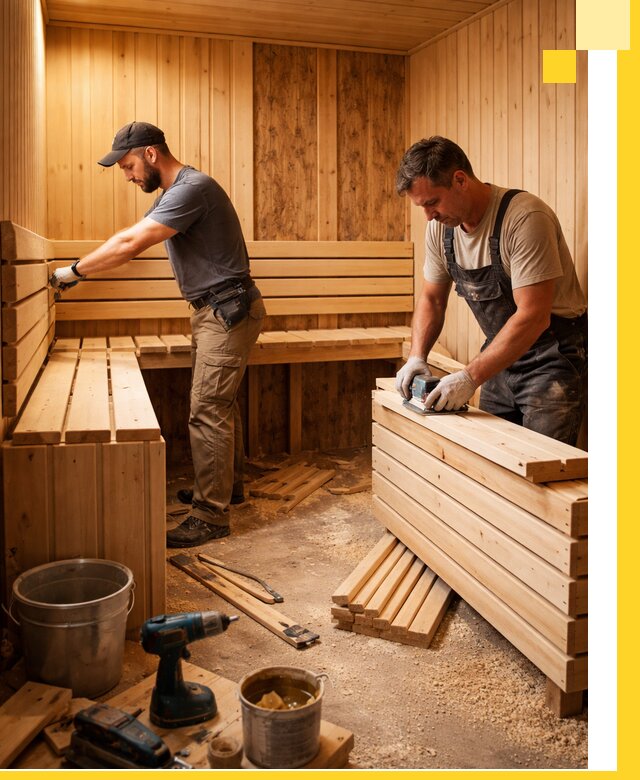 Профессиональный комплексный ремонт саун под ключ в Колпине