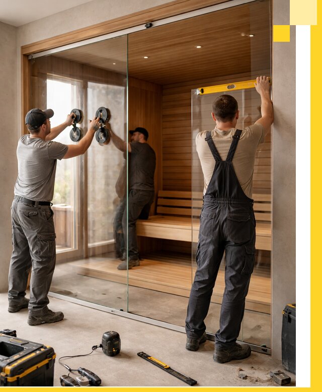 Производство и монтаж стеклянных саун под ключ в Колпине