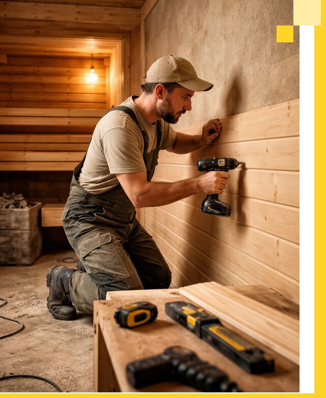 Профессиональная внутренняя отделка бани в Колпине под ключ