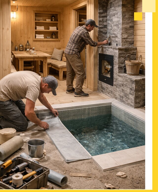 Строительство бань с комнатой отдыха под ключ в Колпине