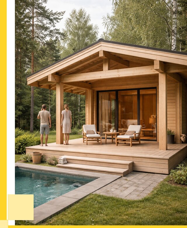 Бани с террасой под ключ в Колпине от 618900 р. | ЭриданКлп