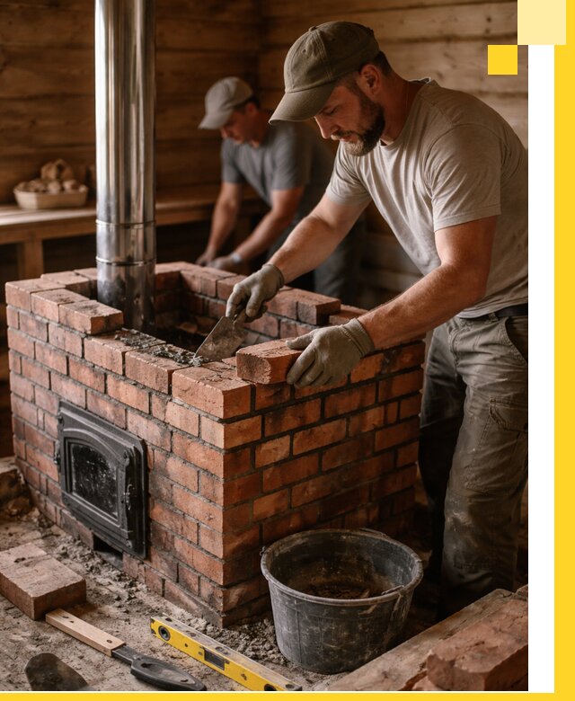 Кирпичные печи для бани под ключ в Колпине, проект и монтаж