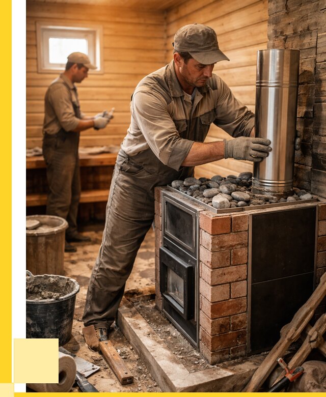 Монтаж печи в бане под ключ в Колпине от 20630 р. | ЭриданКлп