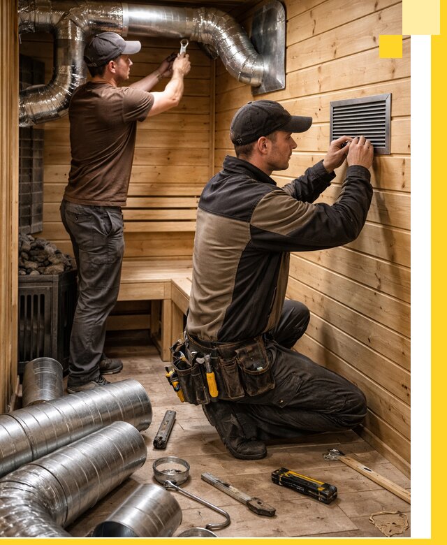 Проектирование и монтаж вентиляции бани в Колпине под ключ