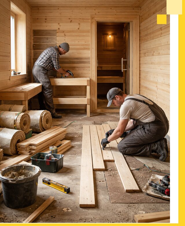 Индивидуальный проект бани с комнатой отдыха под ключ в Колпине