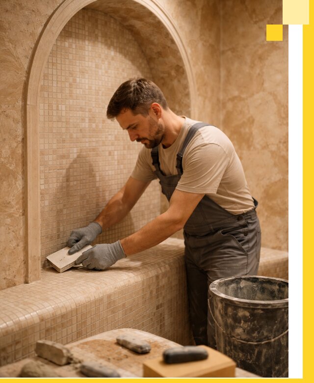 Профессиональная отделка хамамов с мозаикой под ключ в Колпине