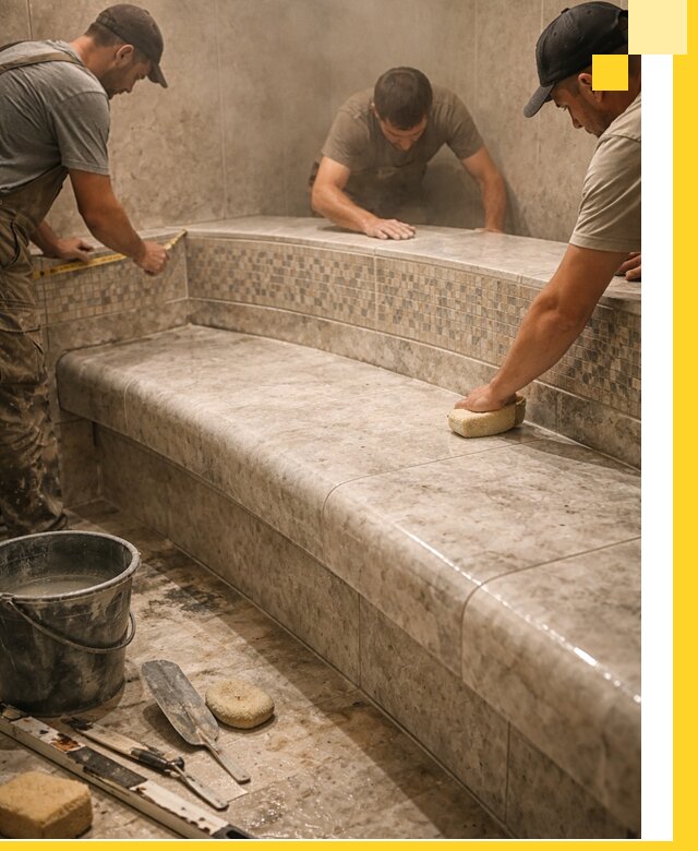 Изготовление и установка сидений для хамама в Колпине