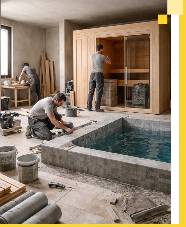 SPA зоны под ключ с бассейном сауной и печью в Колпине